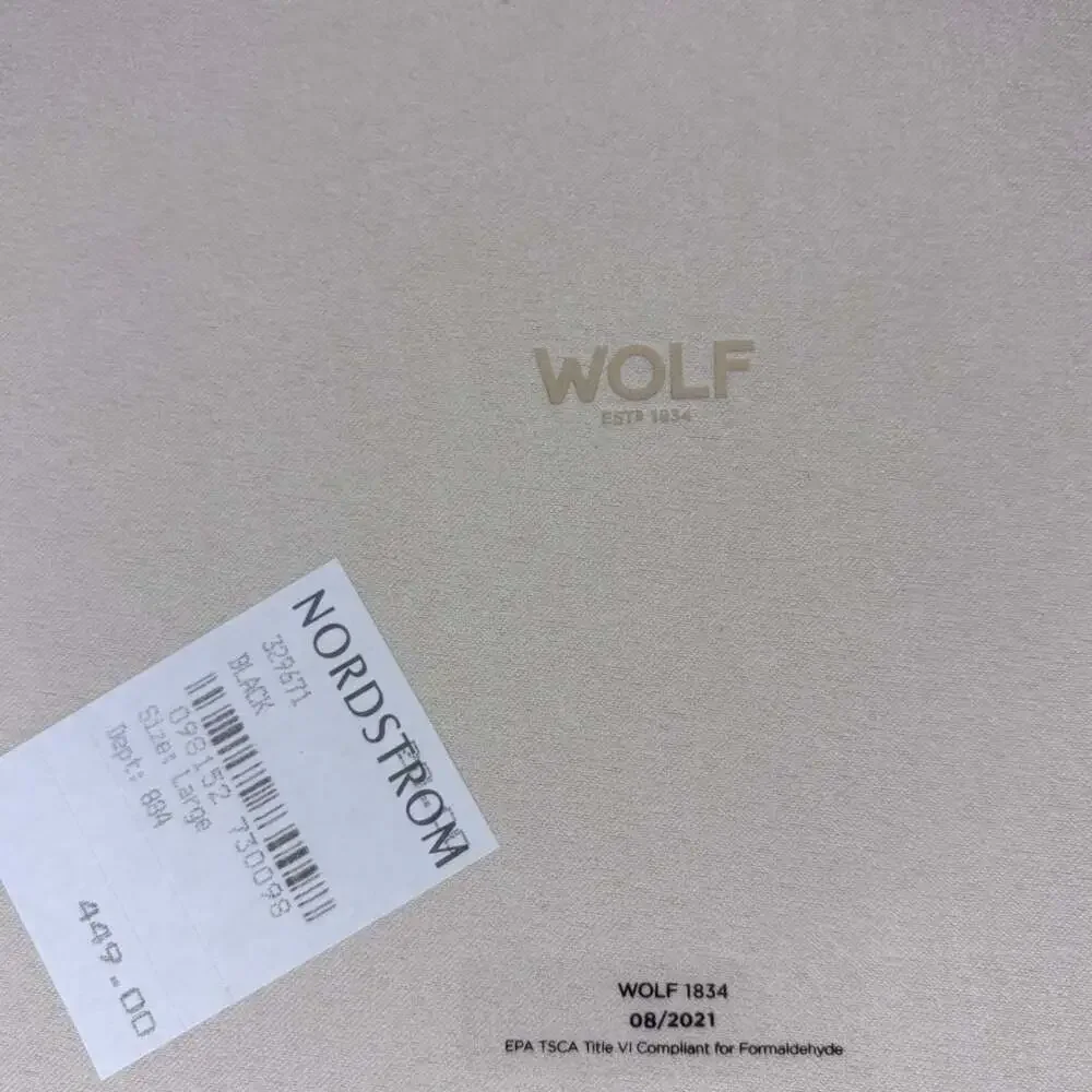 NWT WOLF Caroline Large Quilted Leather Jewelry Box in Black